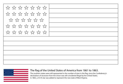 Us Flag With 34 Stars (1861 1863) Coloring Page